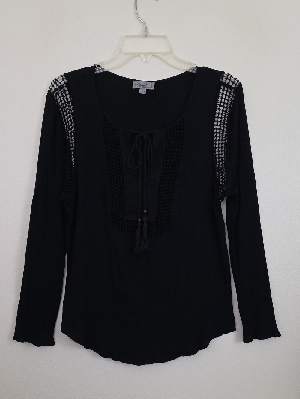 Joseph A. Black Long Sleeve Viscose Top L